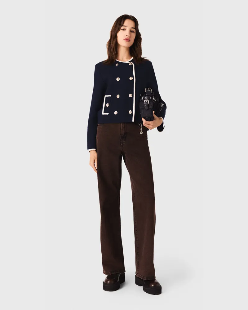 Maje Strukturierte Strickjacke - Marineblau Marine