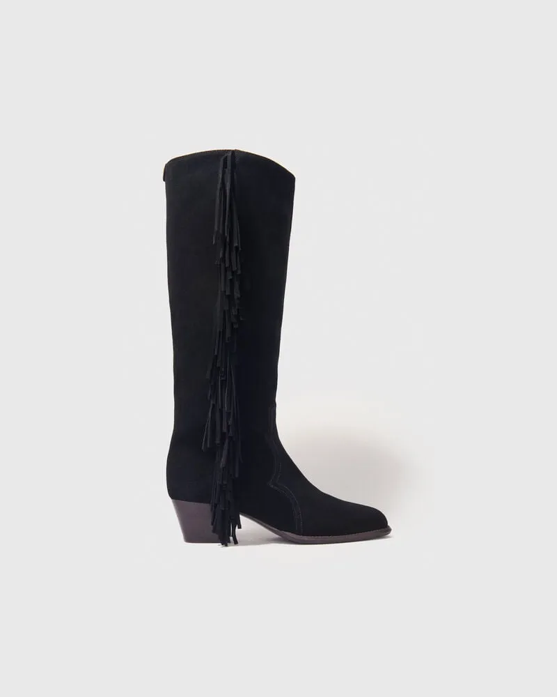 Maje Westernstiefel Aus Veloursleder - Schwarz Schwarz