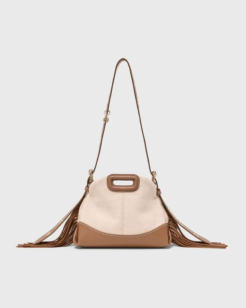 Maje Tasche Miss M Mini, Canvas & Leder - Ecru/mocha Ecru