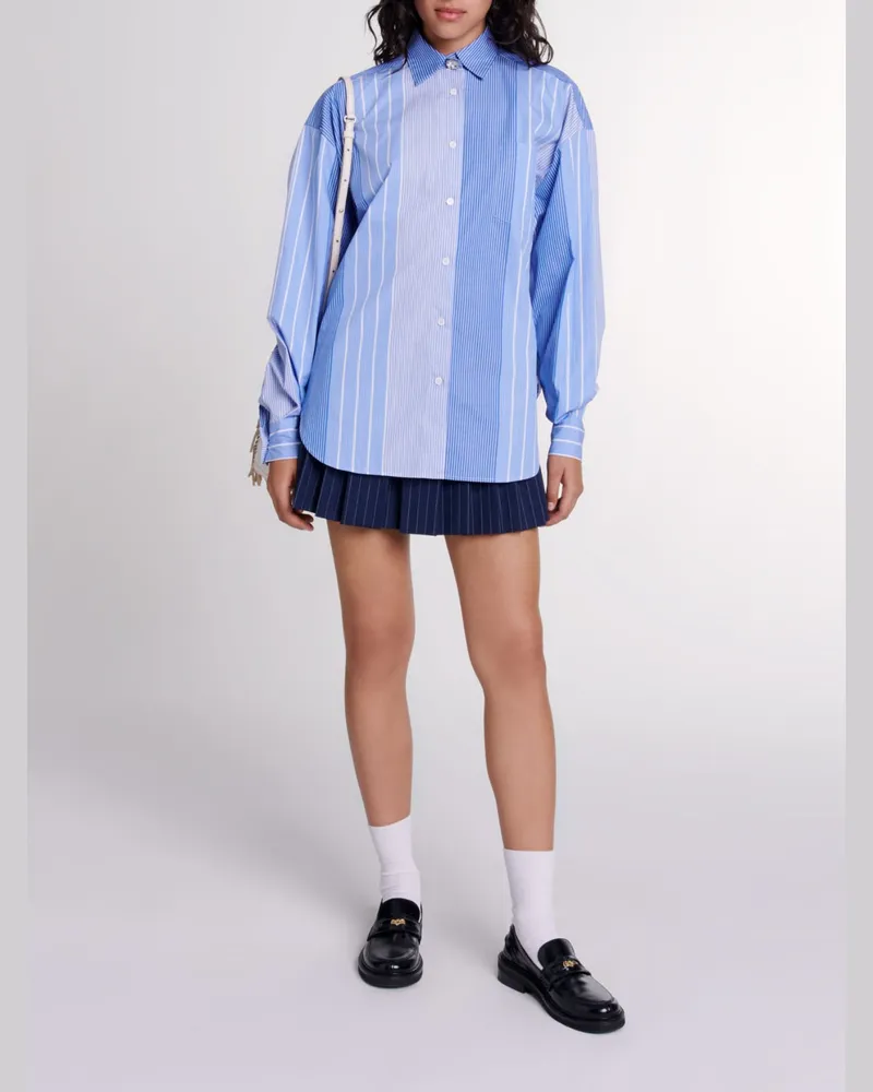 Maje Gestreiftes Patchwork-hemd - Rayure Bleu Blanc Rayure