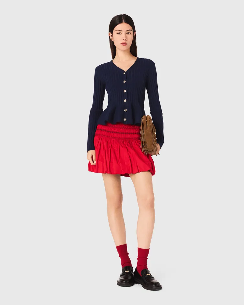 Maje Cardigan Mit Schößchen - Marineblau Marine
