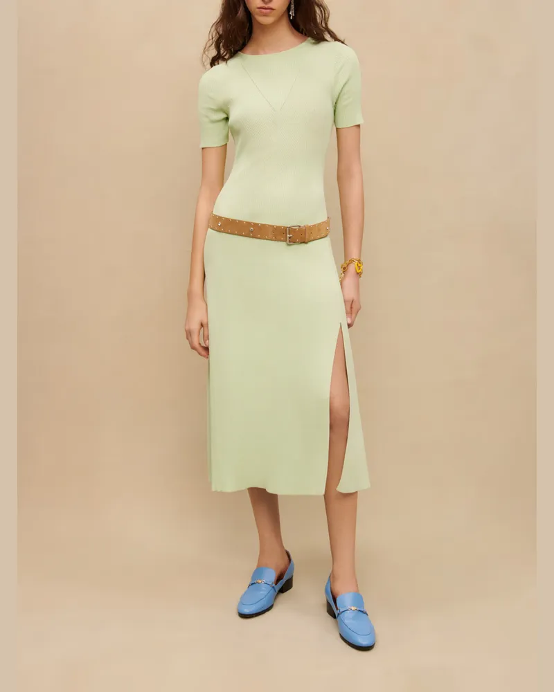 Maje Strickkleid Mit Schlitz - Grün Grün