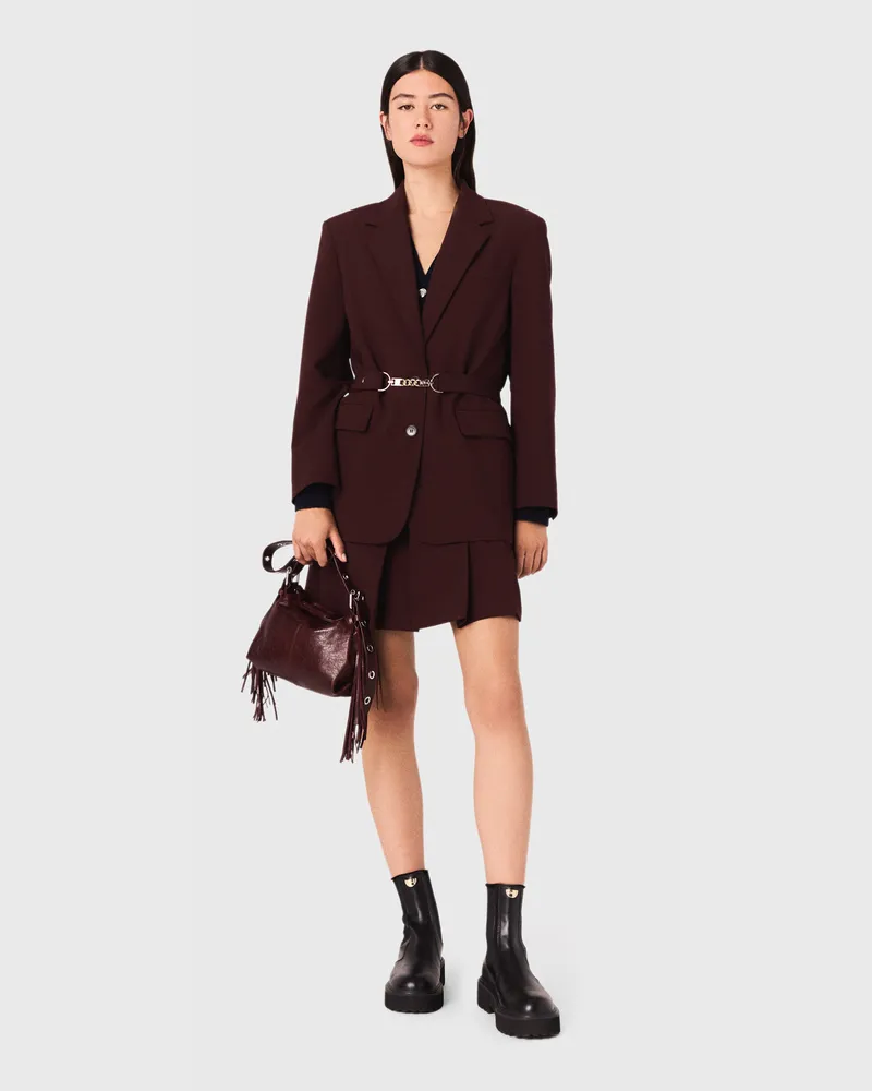 Maje Kostümjacke Mit Gürtel - Rot Bordeaux Bordeaux