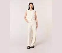 Weste Aus Tweed Mit Pailletten - Ecru