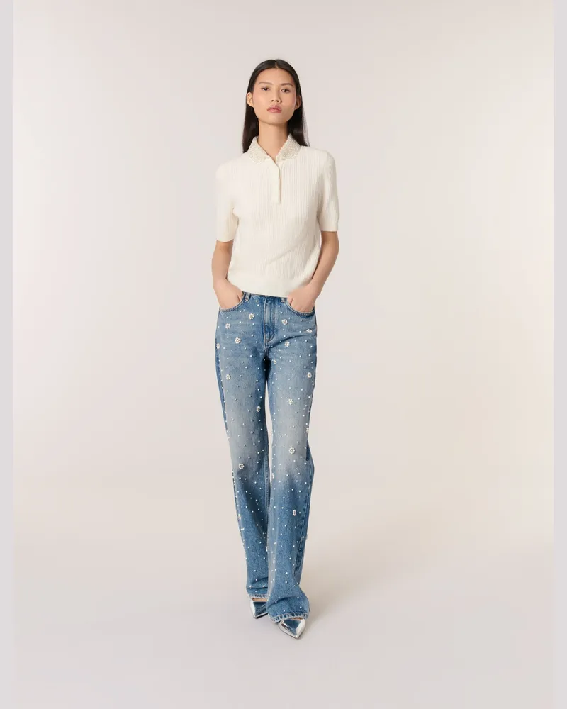 Maje Strick-poloshirt Mit Abnehmbarem - Ecru Ecru