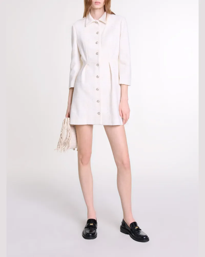 Maje Kurzes Tweedkleid - Ecru Ecru