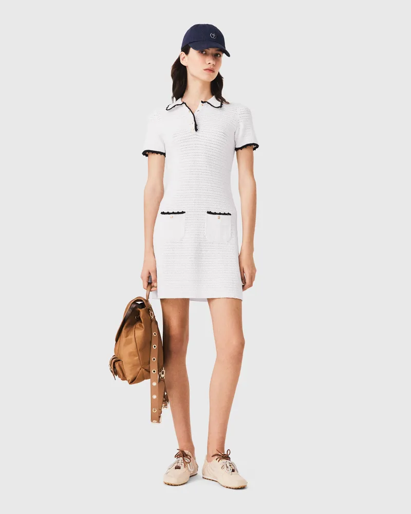 Maje Strick-polokleid Mit Häkeldetails - Weiß Weiß