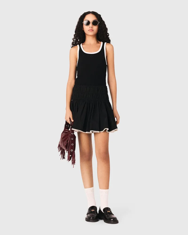 Maje Geripptes Tanktop - Schwarz / Weiß Schwarz