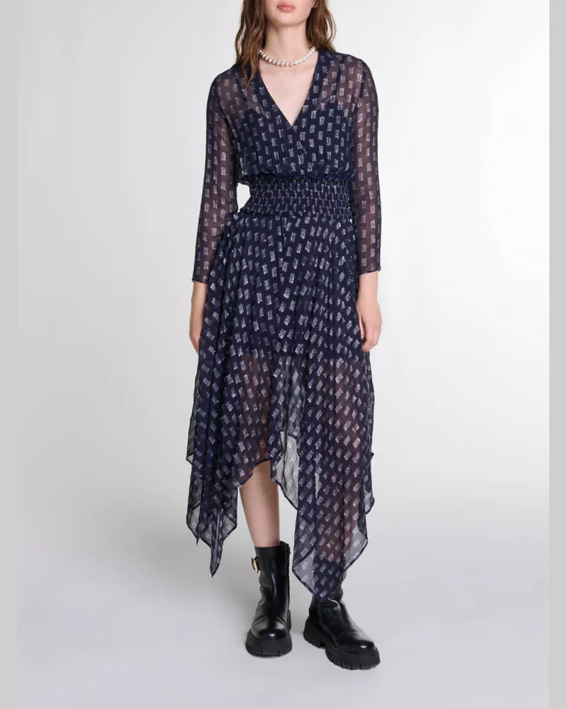 Maje Asymmetrisches Langes Kleid - Festliche Kleidung - Marineblau Marine