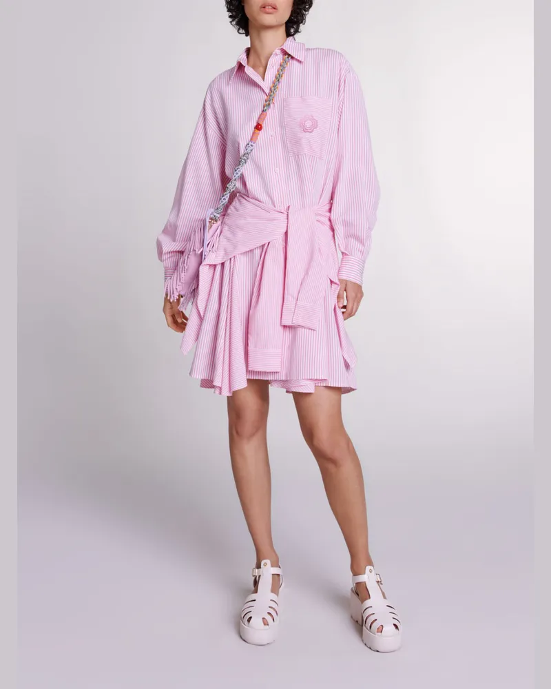 Maje Gestreiftes Hemdblusenkleid - Rosa Rosa
