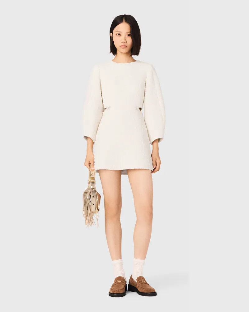 Maje Kurzes Tweedkleid Mit Ballonärmeln - Ecru Ecru