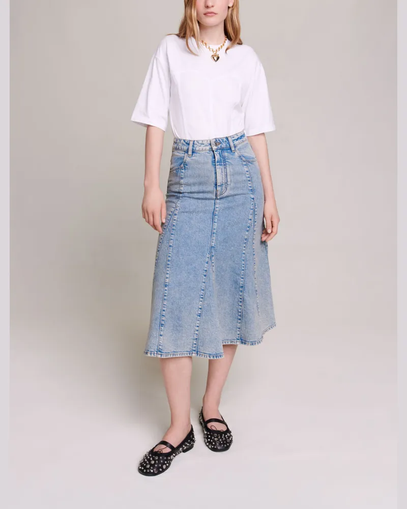 Maje Midi-rock Aus Denim - Blau Blau