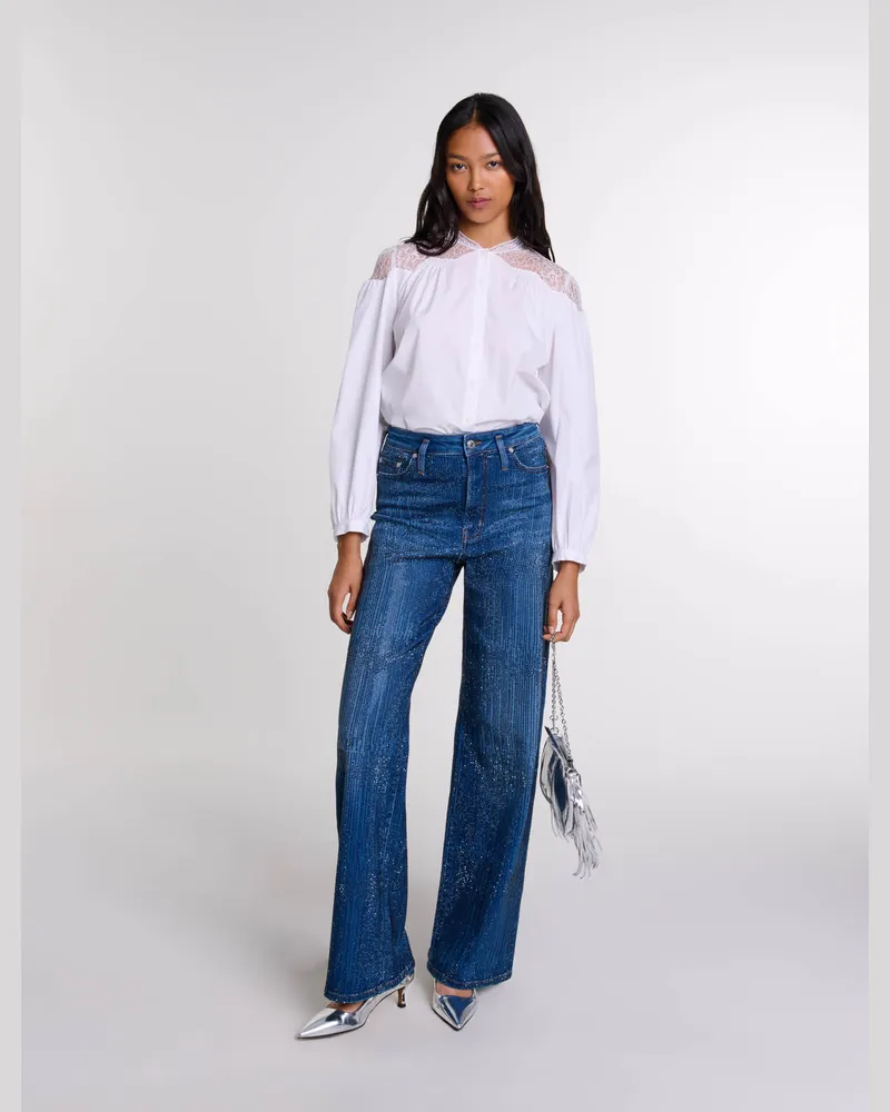 Maje Hemd Mit Spitze - Festliche Kleidung - Weiß Weiß