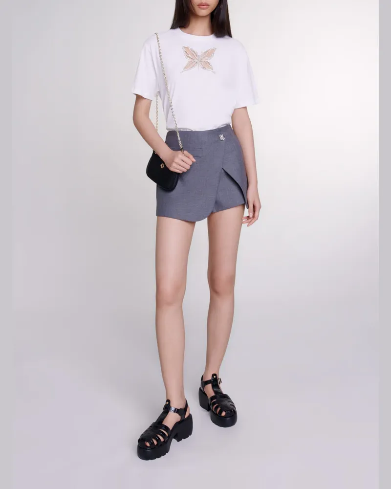 Maje Kurzer Wickel-hosen-rock - Grau Grau