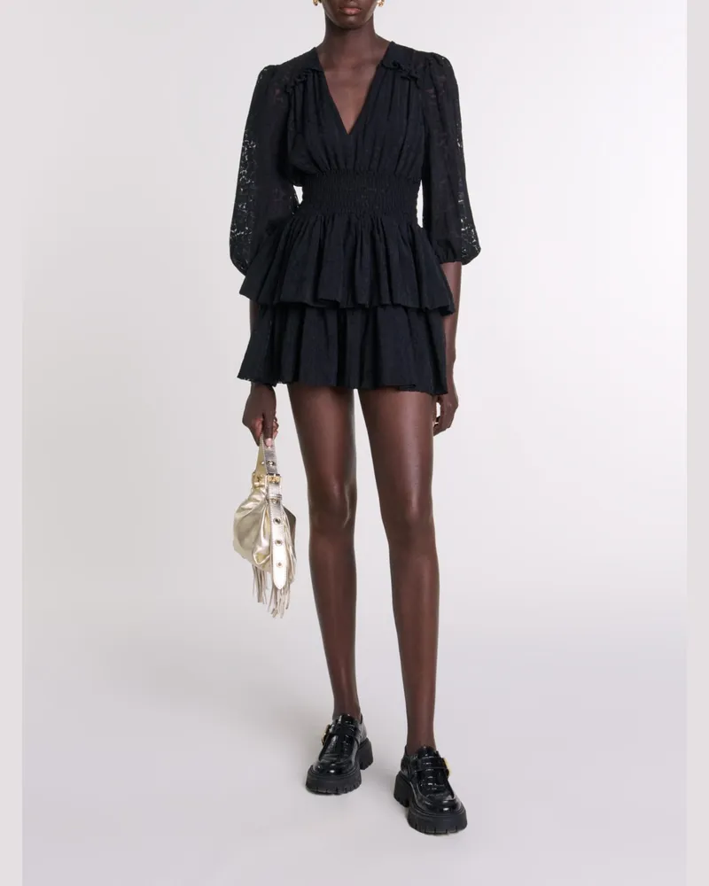 Maje Trompe-l'oeil-kleid Mit Muster - Schwarz Schwarz