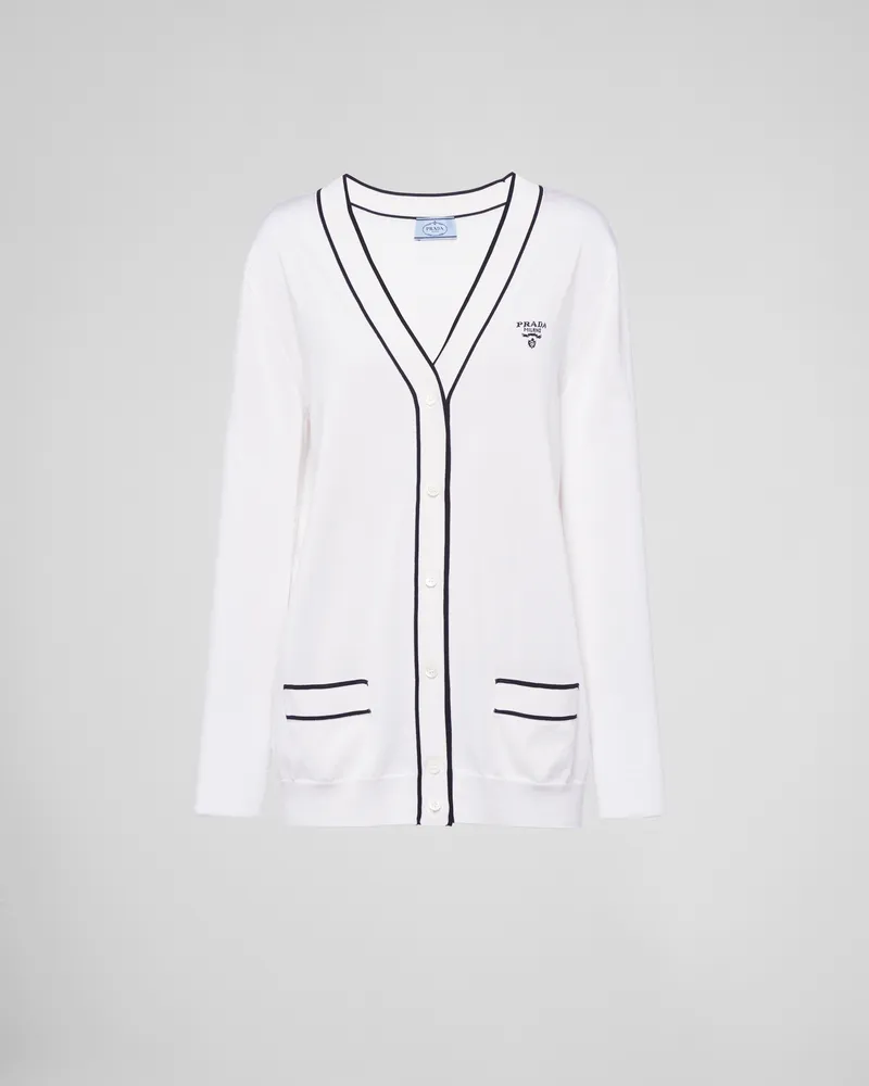 Prada Strickjacke aus Seide Weiss