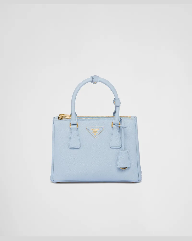 Prada Kleine  Galleria Tasche aus Saffiano-Leder Hellblau