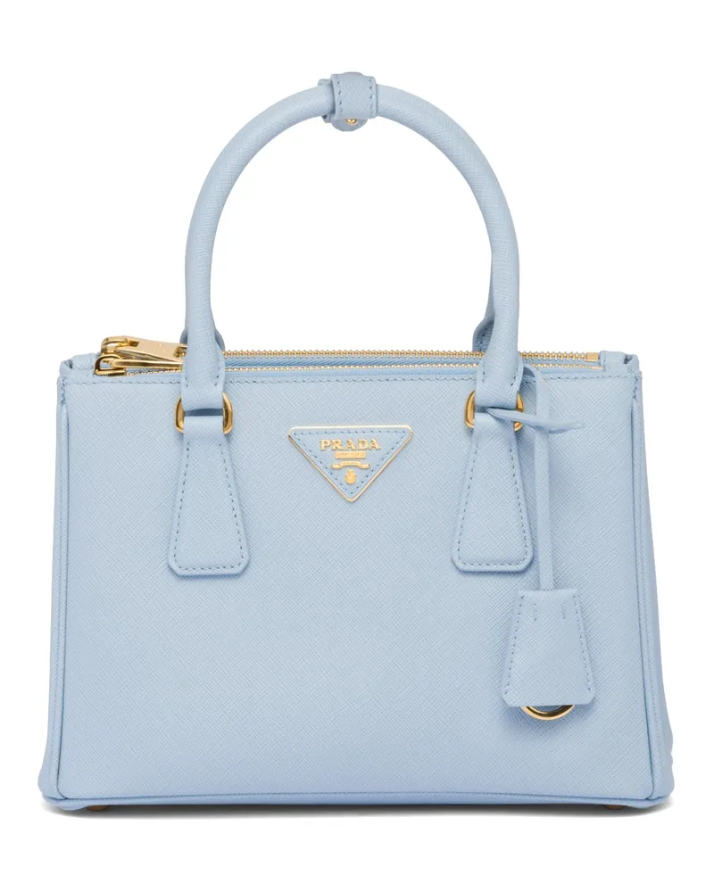 Prada Kleine  Galleria Tasche Aus Saffiano-leder, Damen, Hellblau Hellblau