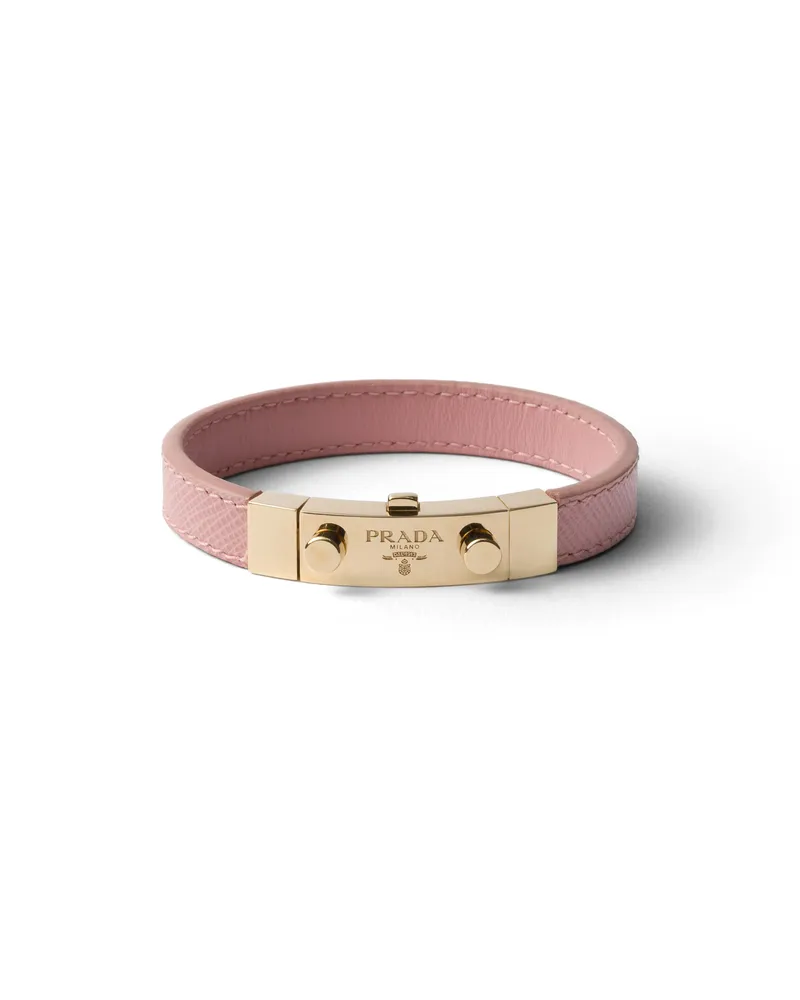 Prada Armband Aus Saffiano-leder, Damen, Pfirsich, Größe Pfirsich