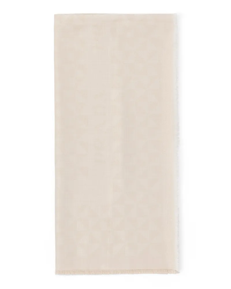 Prada Jacquard-schal Aus Wolle, Seide, Kaschmir Und Lurex , Damen, Weiß/platin Weiß