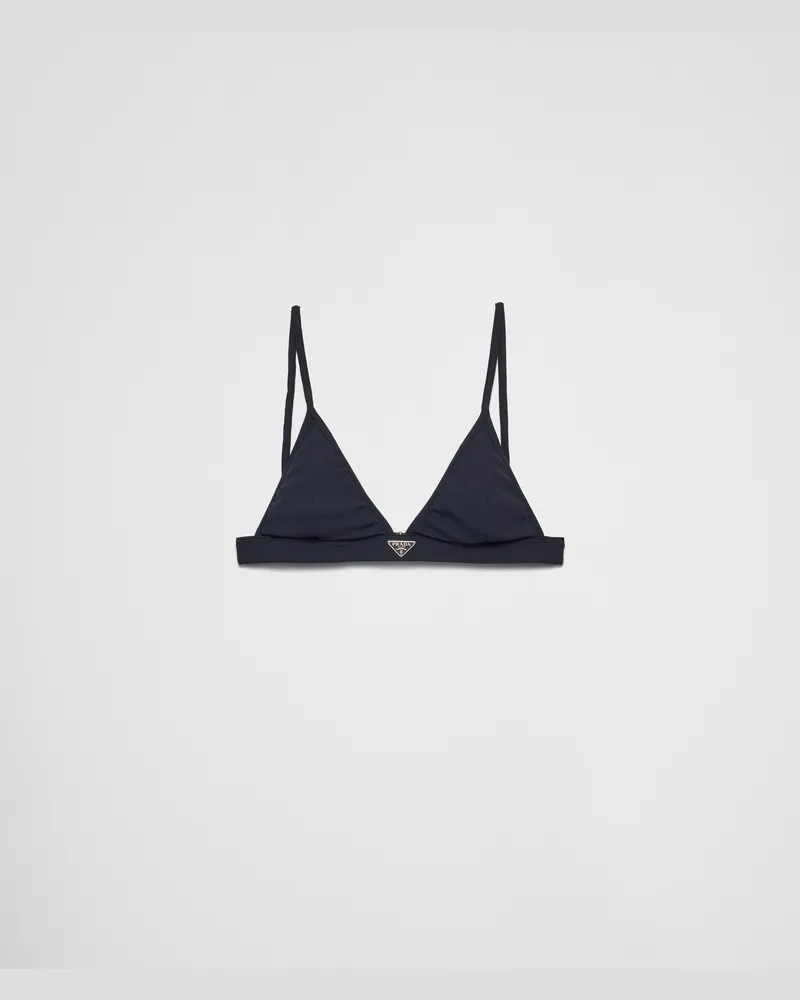 Prada Bralette-Bikini-Top aus Rippstrick Blau