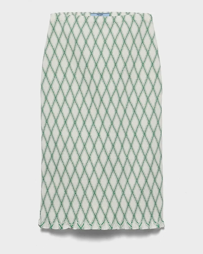 Prada Rock aus Baumwolle mit geometrischem Muster Grün