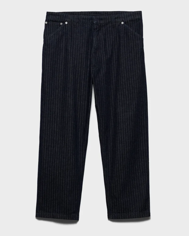 Prada Jeans aus Chevron-Denim mit weitem Bein Blau