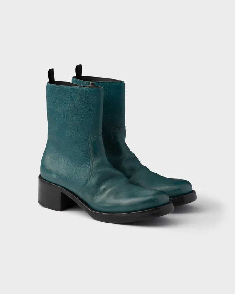 Prada Stiefeletten aus Leder Astralblau