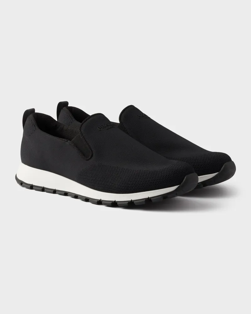 Prada Slip-On Sneaker aus Stretch-Strick Schwarz