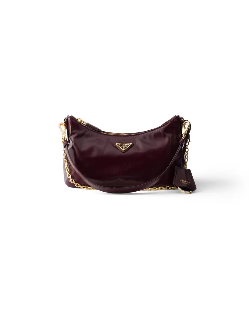 Prada Mini Bag Aus Leder, Damen, Burgunderrot Burgunderrot