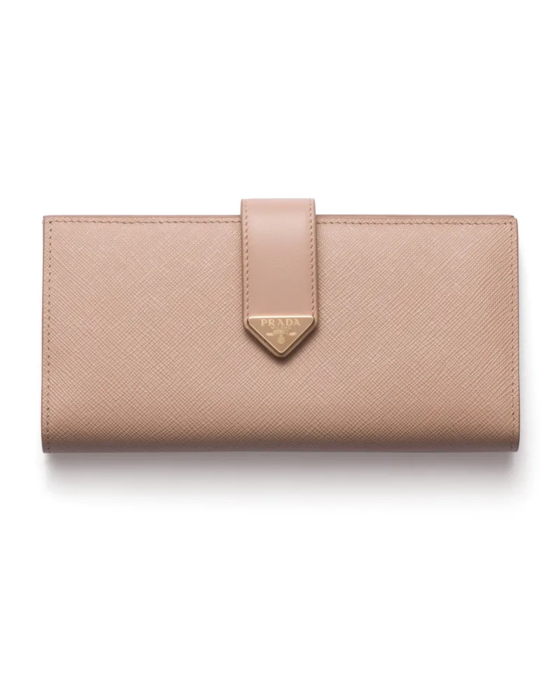 Prada Große Geldbörse Aus Saffiano Und Leder, Damen, Puderrosa Puderrosa