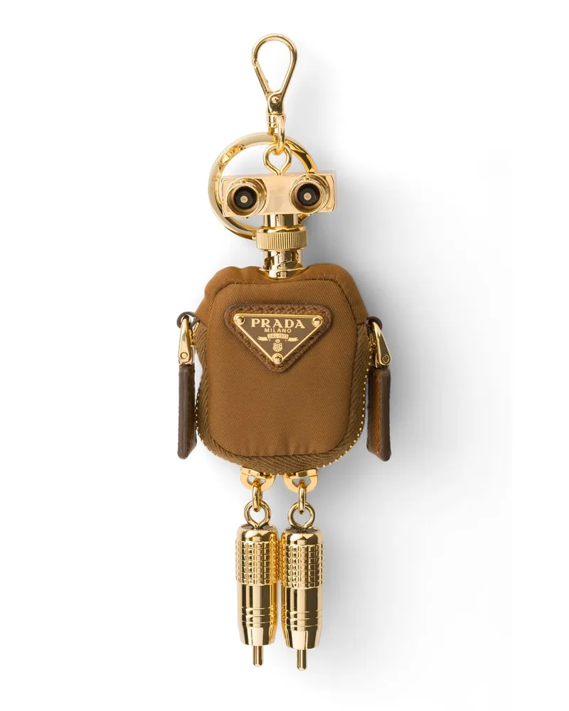 Prada Roboter-schlüsselanhänger Aus Re-nylon, Damen, Brandy Brandy