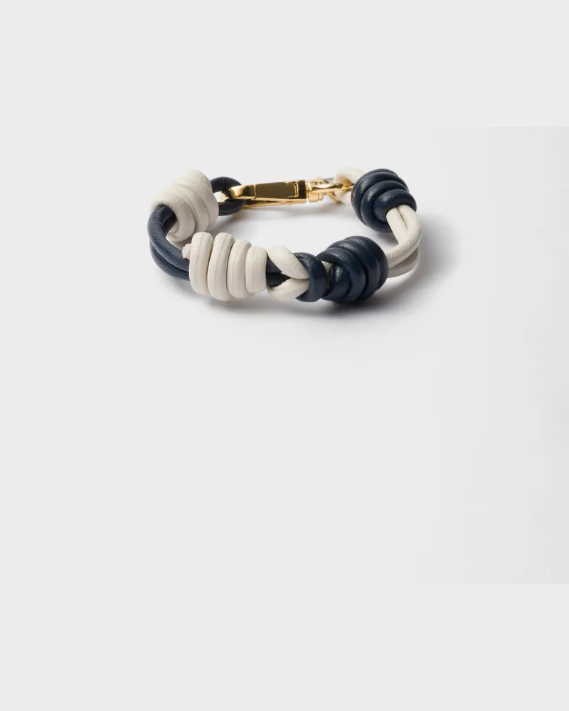 Prada Geflochtenes Armband aus Nappa-Leder Ostseeblau