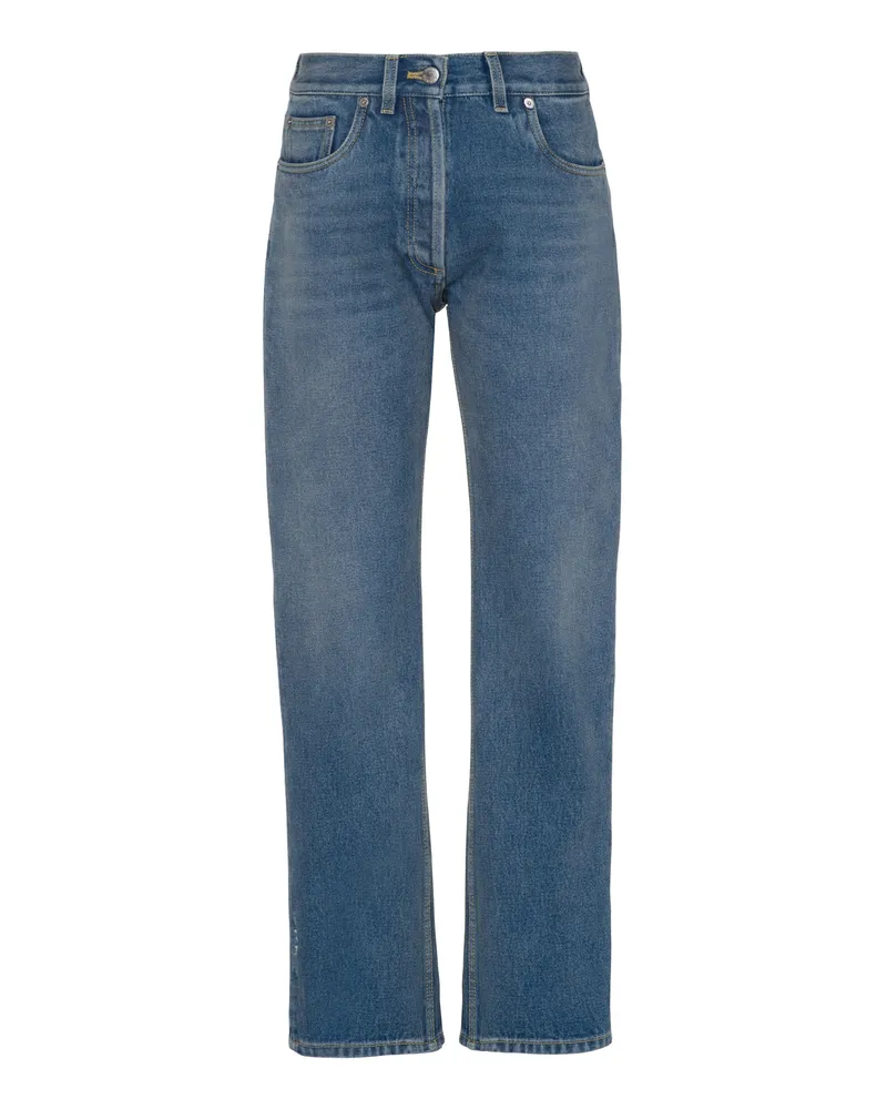 Prada Five-pocket-jeans Aus Organic Denim, Damen, Mittelblau, Größe Mittelblau