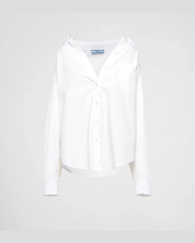 Prada Besticktes Hemd aus Popeline Weiss