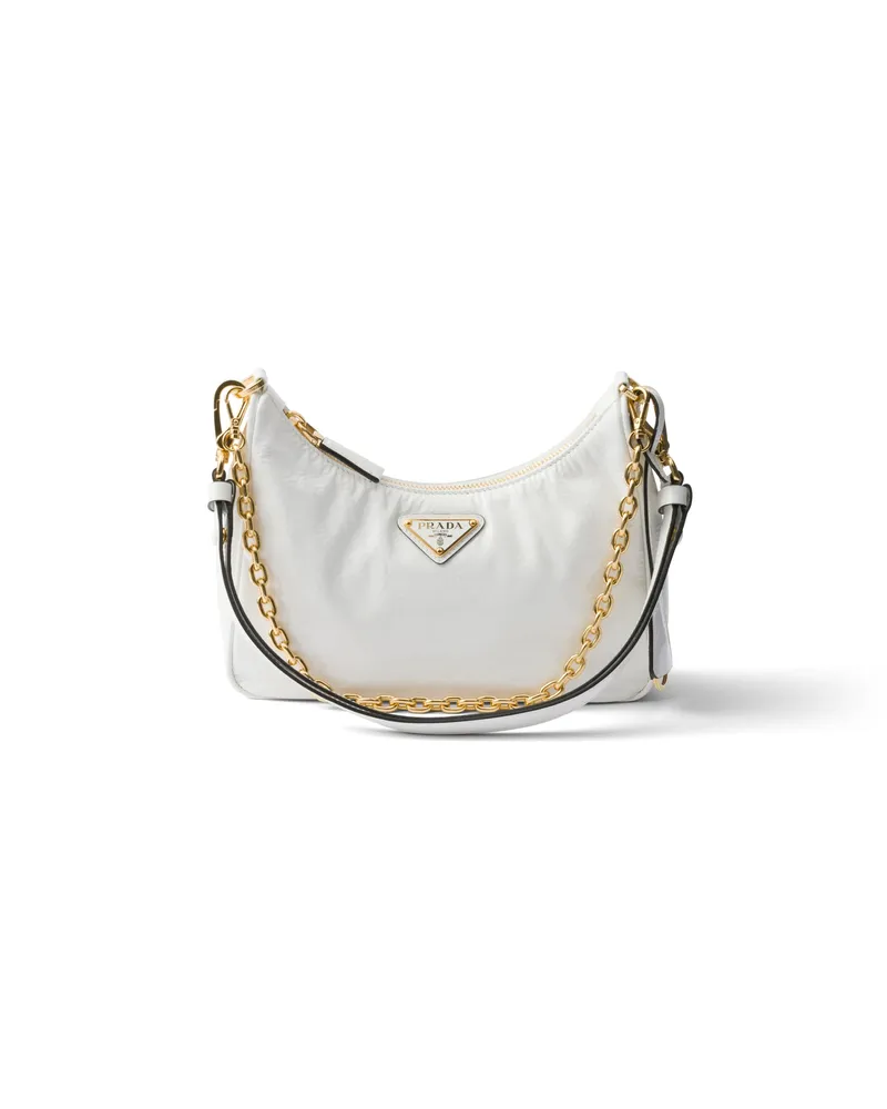 Prada Re-edition Mini Bag Aus Naplak-lackleder, Damen, Weiss Weiss