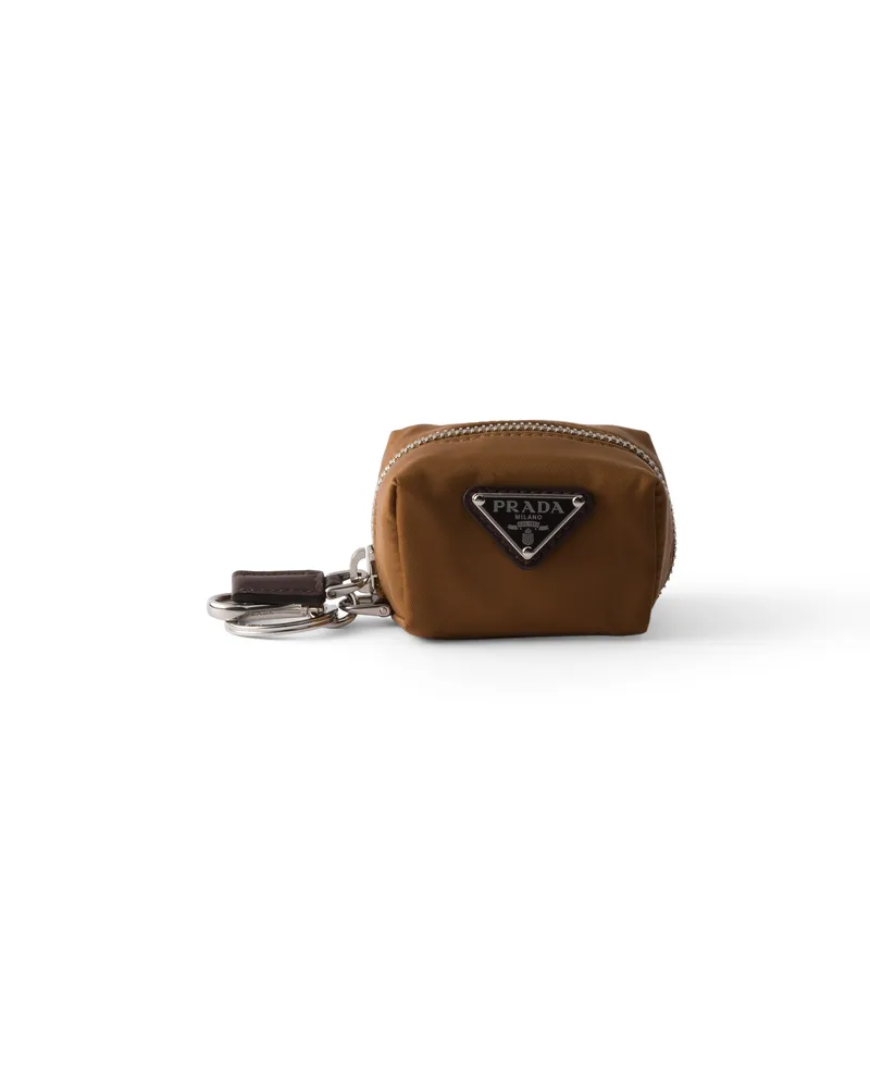 Prada Mini-pouch Aus Re-nylon Und Leder, Herren, Brandy Brandy