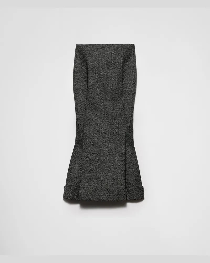Prada Midirock aus Mouliné-Wolle Schwarz