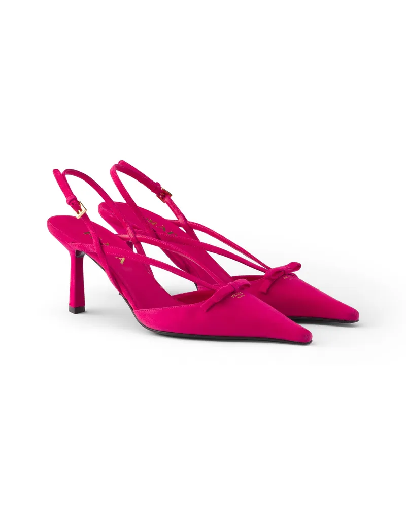 Prada Slingback-pumps Aus Wildleder, Damen, Pfingstrose, Größe Pfingstrose