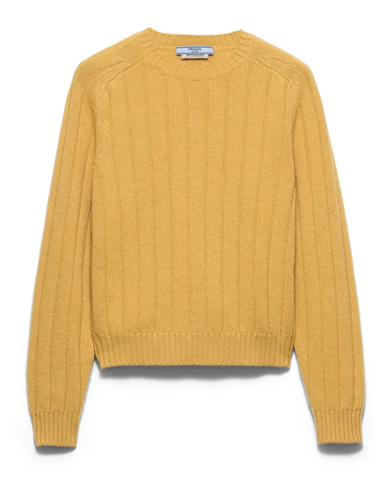 Prada Re-cashmere Crew-neck Sweater, Damen, Gelb, Größe Gelb