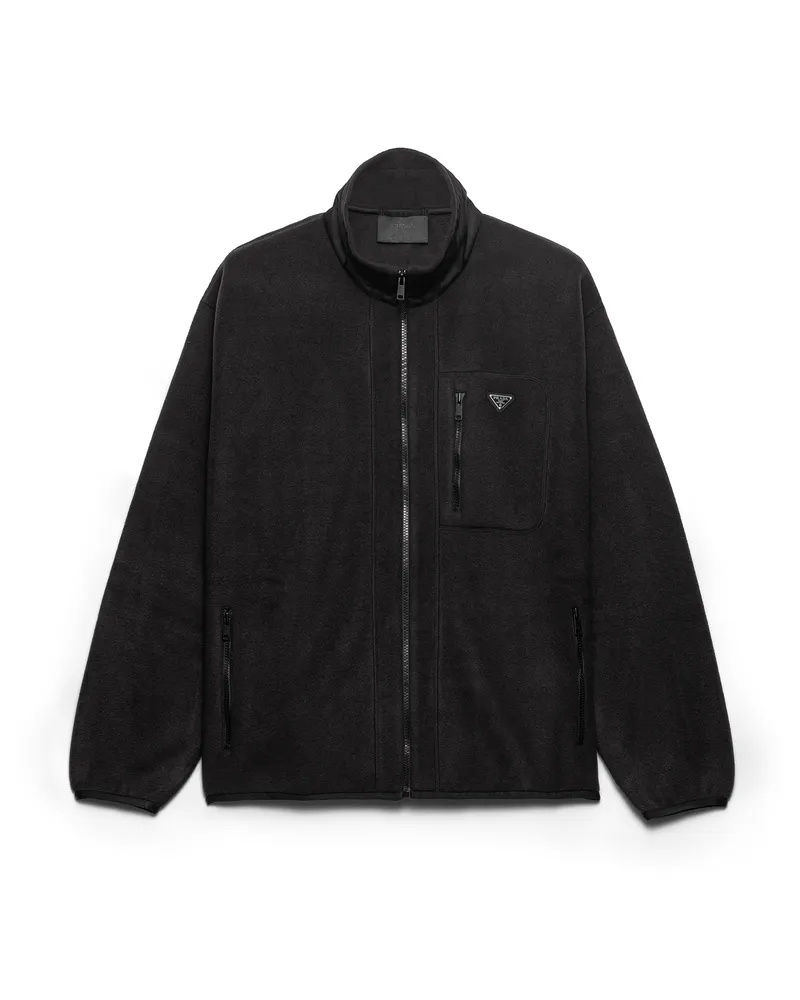 Prada Fleece Blouson Jacket, Herren, Schwarz, Größe Schwarz