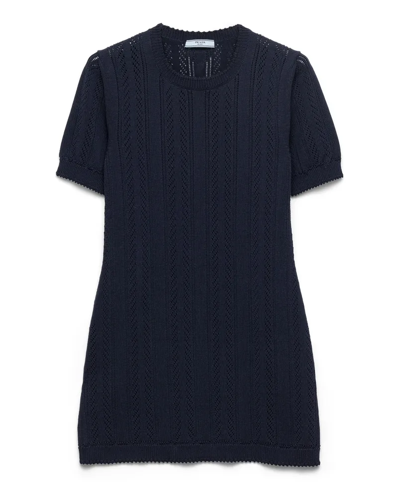 Prada Minikleid Aus Lochstickerei-baumwolle, Damen, Blau, Größe Blau