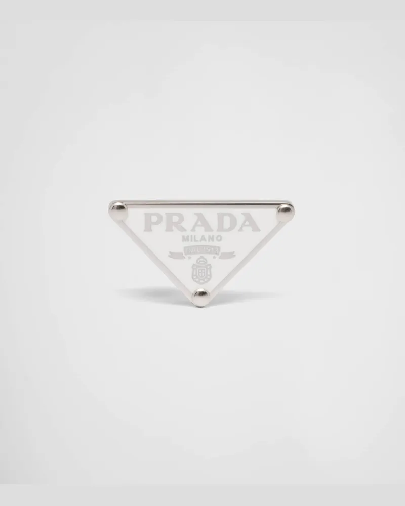 Prada Symbole rechter Einzel-Ohrring Weiss