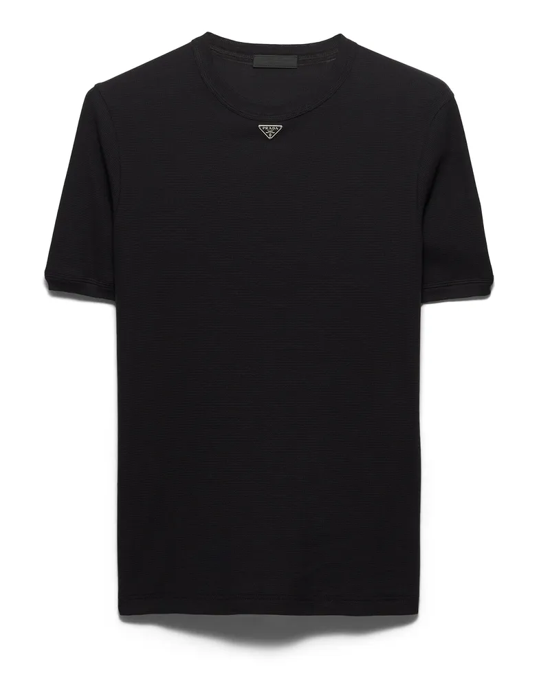 Prada T-shirt Aus Baumwolle, Herren, Schwarz, Größe Schwarz