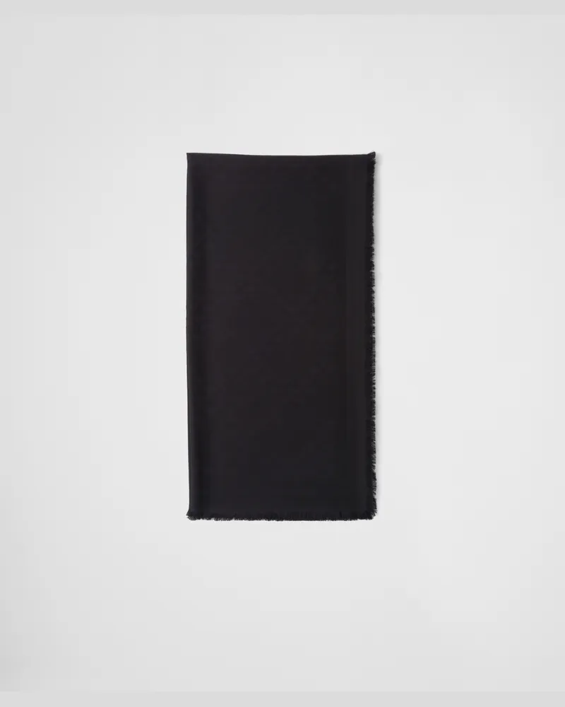 Prada Symbole-Jacquard-Schal aus Seide und Wolle Schwarz