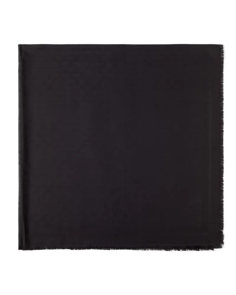 Prada Symbole-jacquard-schal Aus Seide Und Wolle, Damen, Schwarz Schwarz