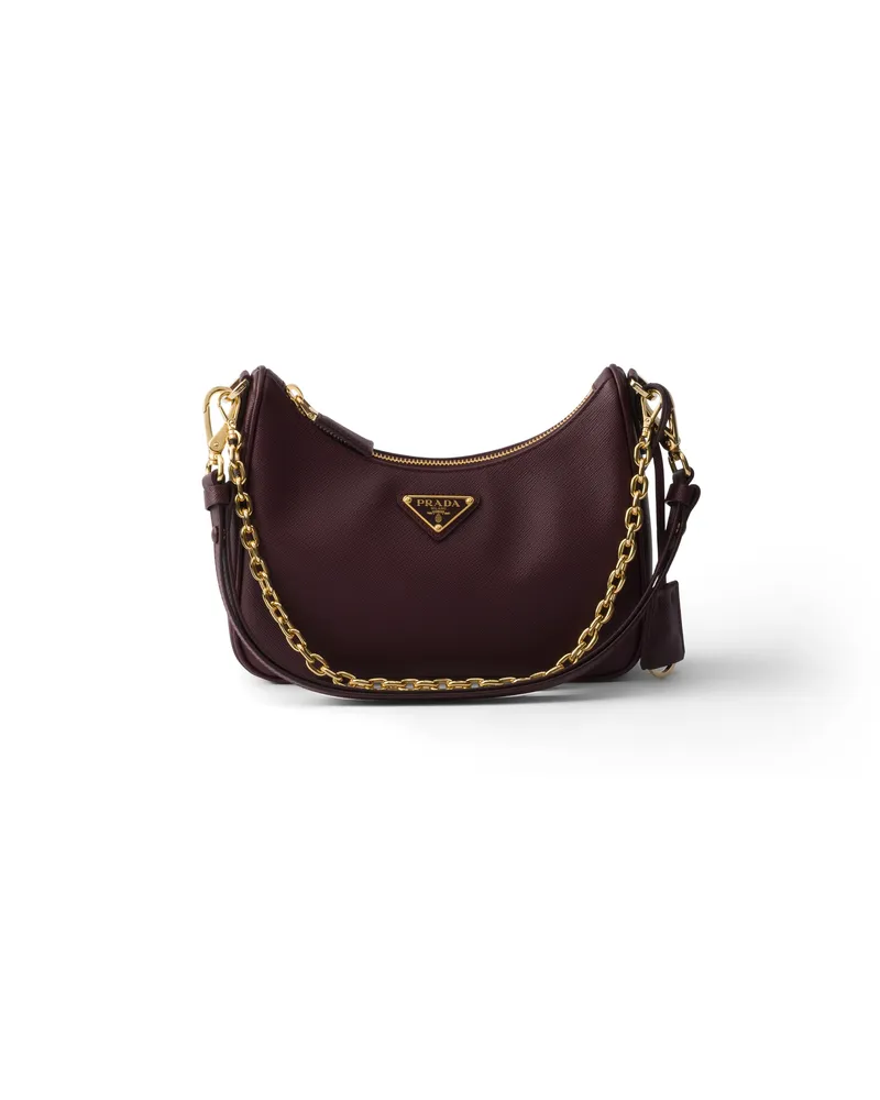 Prada Re-edition Mini Bag Aus Saffiano-leder, Damen, Burgunderrot Burgunderrot