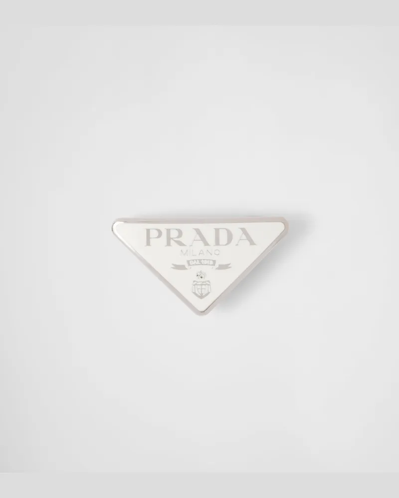 Prada Haarspange aus Metall Weiss