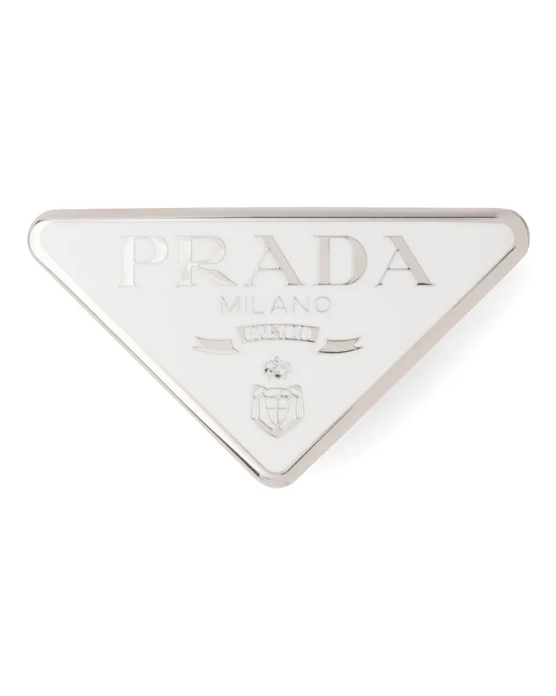 Prada Haarspange Aus Metall, Damen, Weiss Weiss
