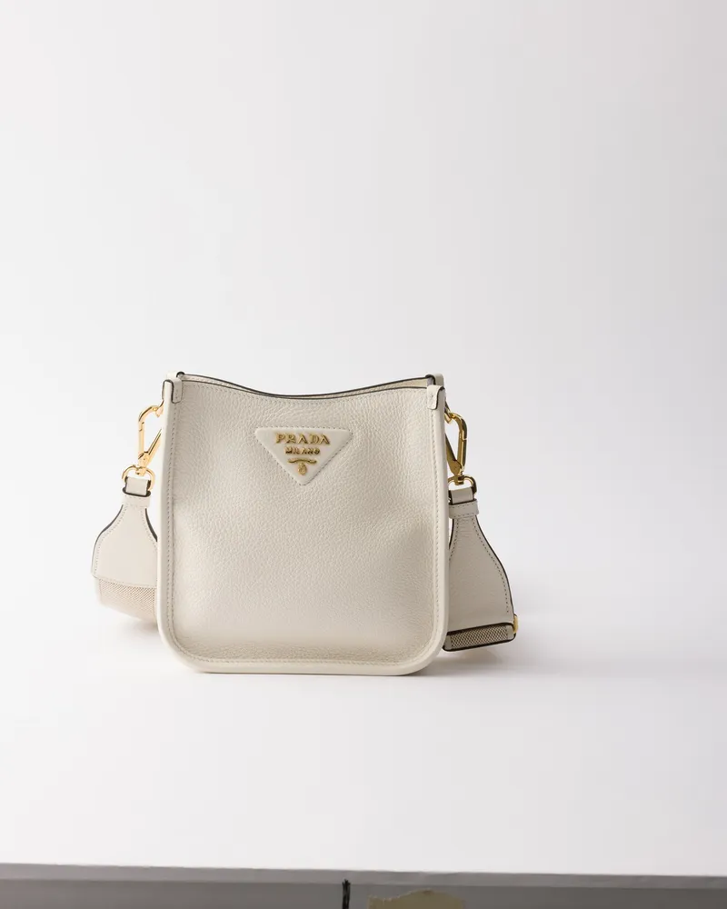 Prada Mini-schultertasche Aus Leder, Damen, Weiss Weiss